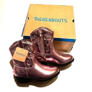 NIB Thereabouts Metallic Pink Cowboy Boots Little Girls Size 12
